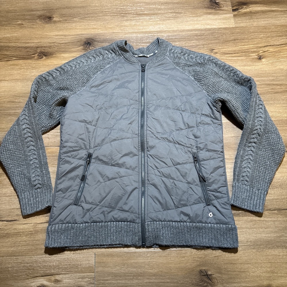 Kari Traa Faere Jacket Womens MEDIUM Gray Puffer Sweater Full Zip Wool Quilted M